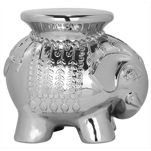 Safavieh Glazed Ceramic Elephant Stool - Silver ACS4501E - main